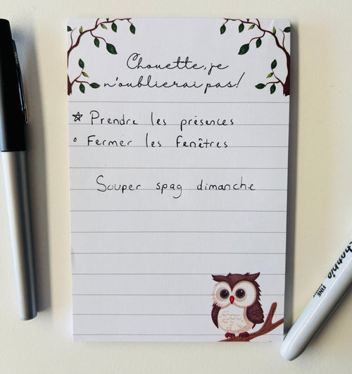 Bloc-notes chouette
