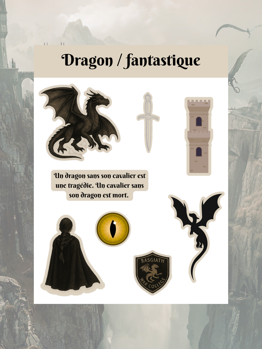 Feuille autocollants Fourth Wing