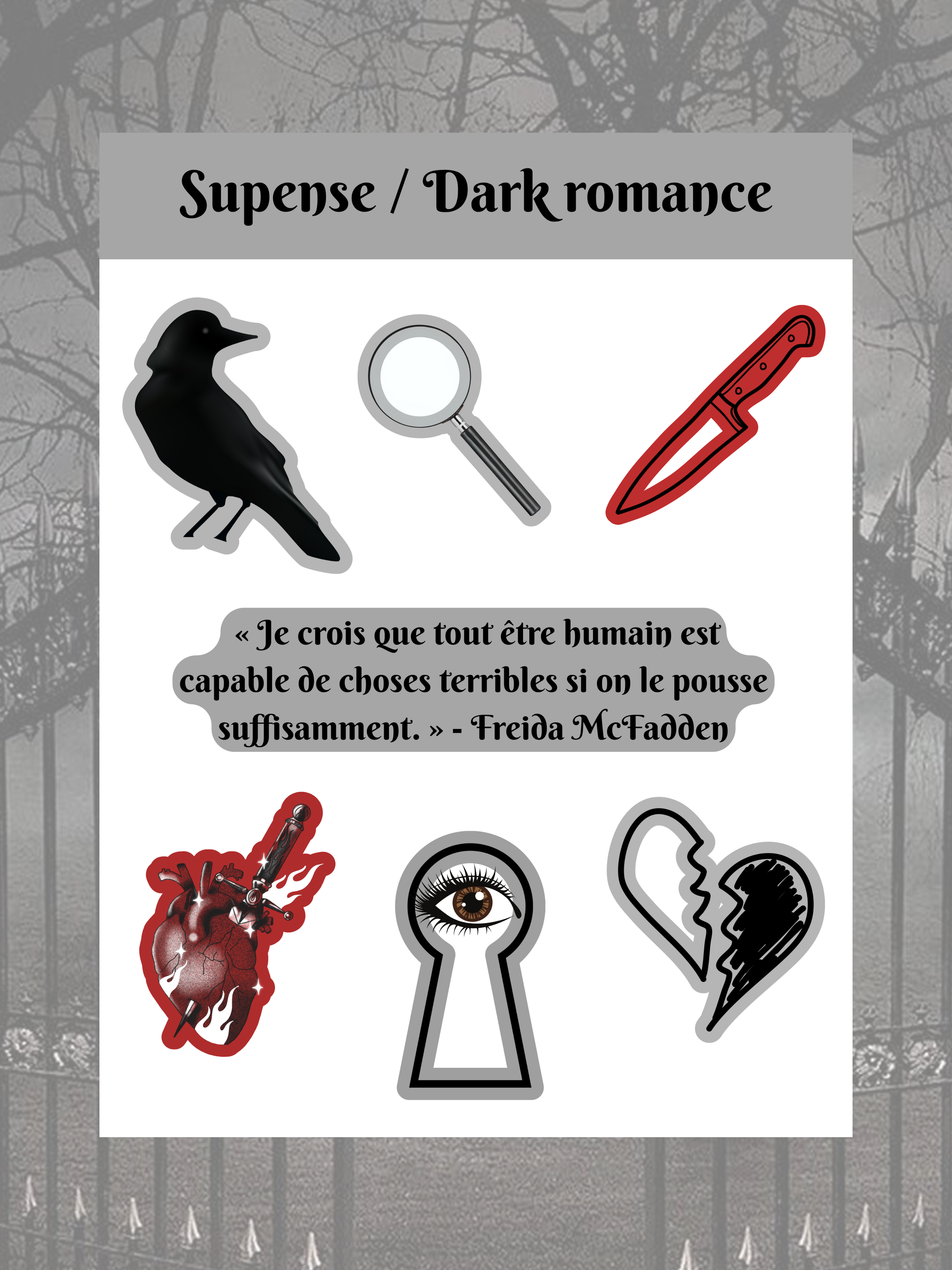 Feuille d’autocollants Suspense