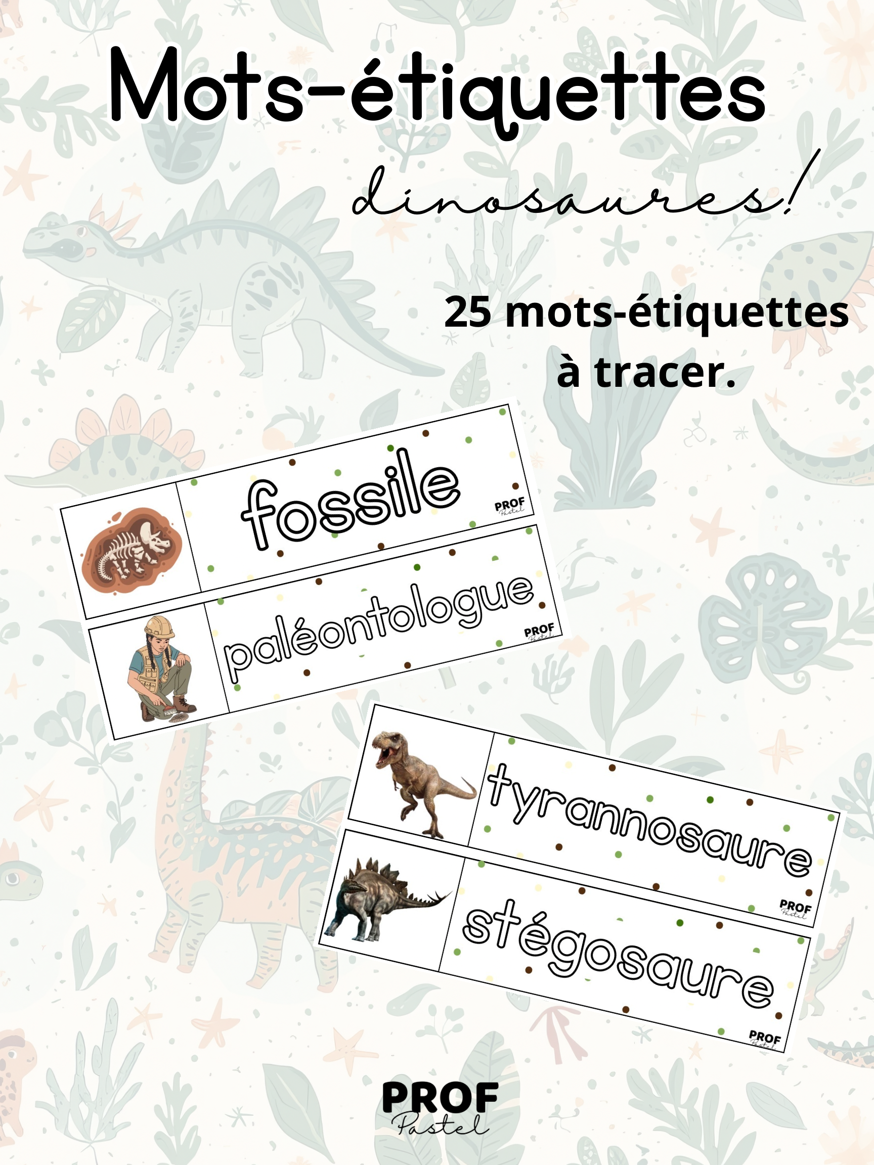 mots-étiquettes dinosaures
