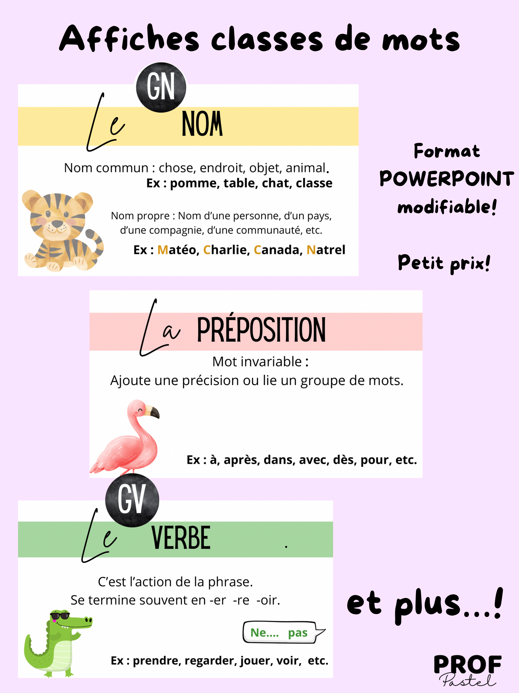Affiches classes de mots