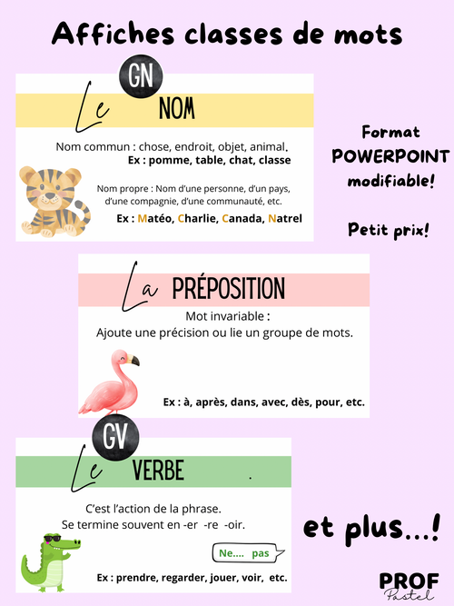 Affiches classes de mots