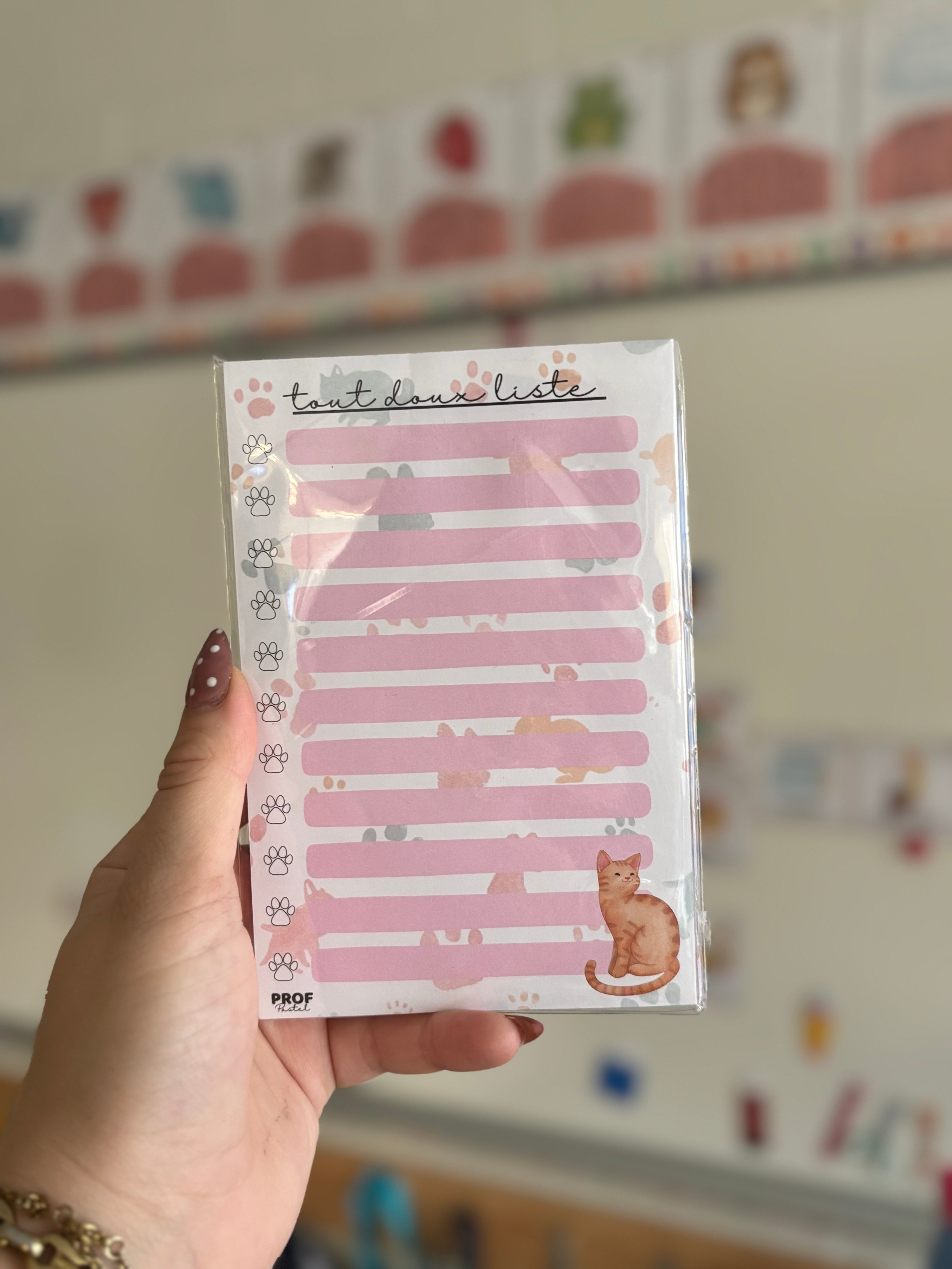 Bloc-notes tout doux liste chat autocollant