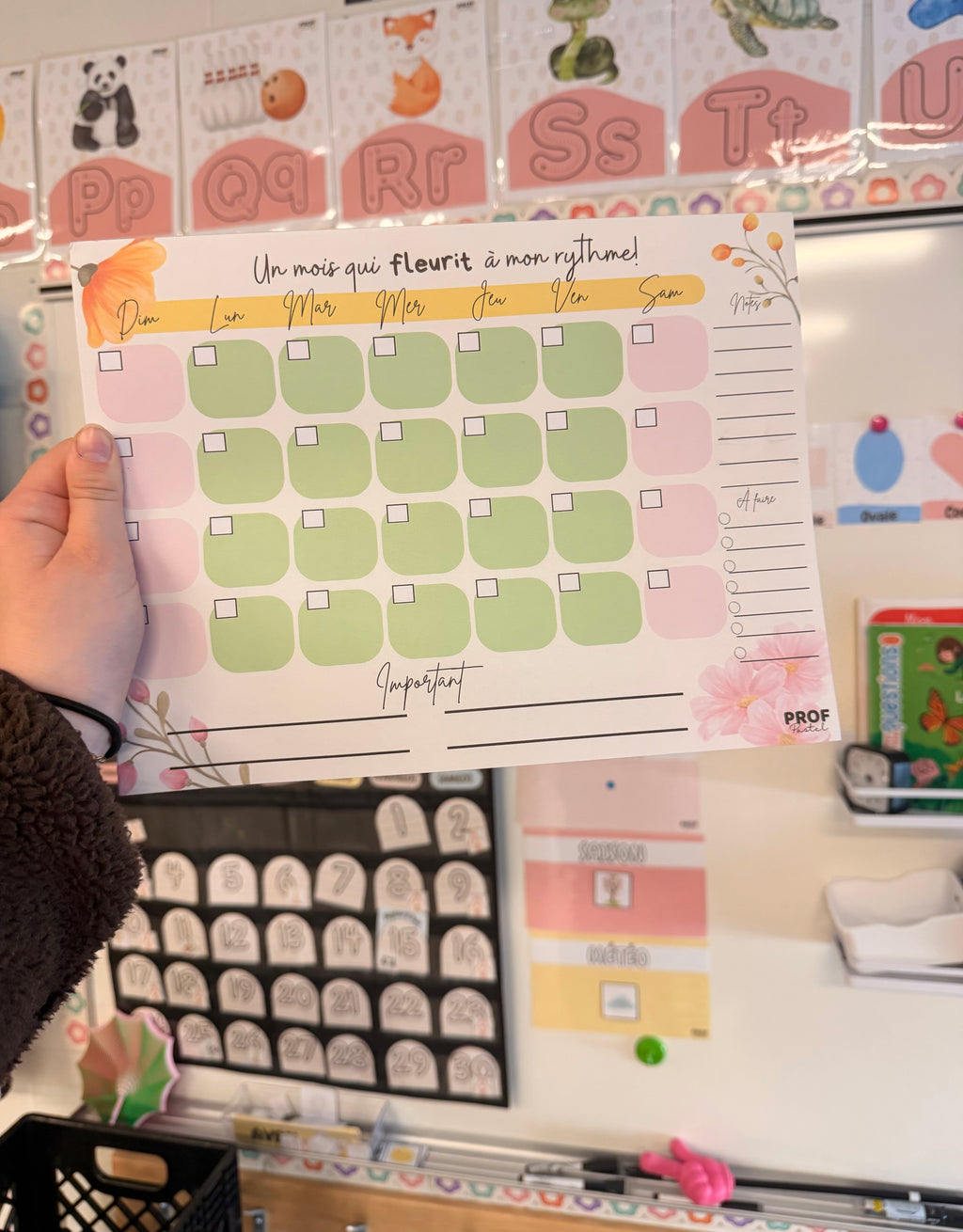Calendrier mensuel magnétique