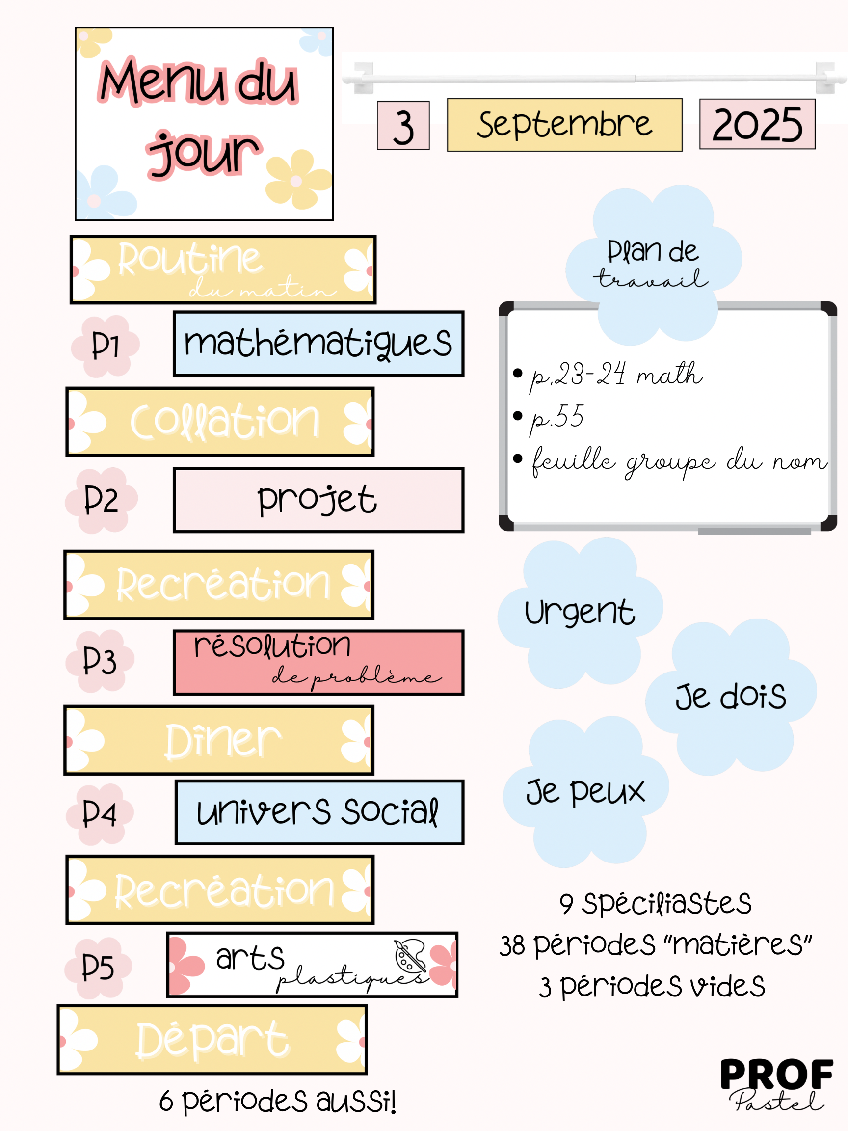 Menu du jour primaire