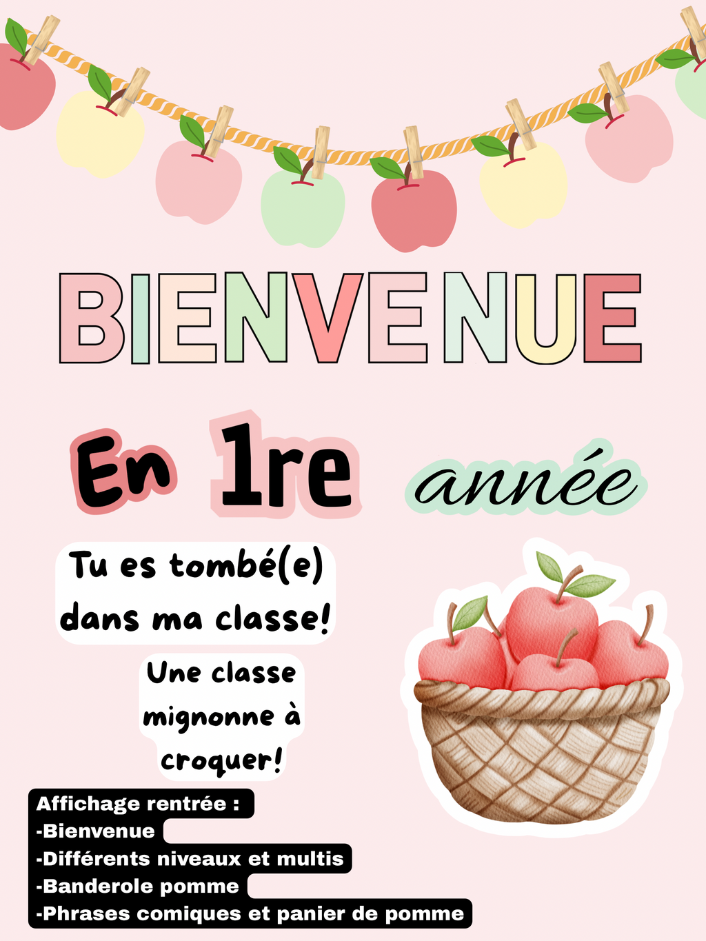 Bienvenue pomme pastel