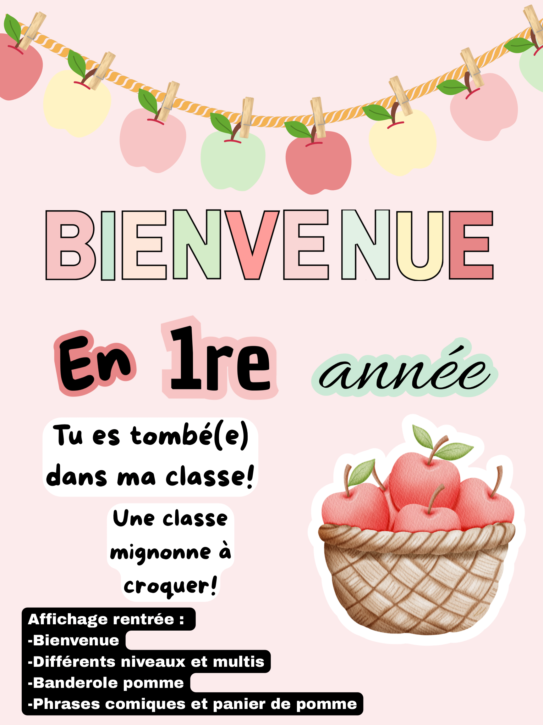 Bienvenue pomme pastel