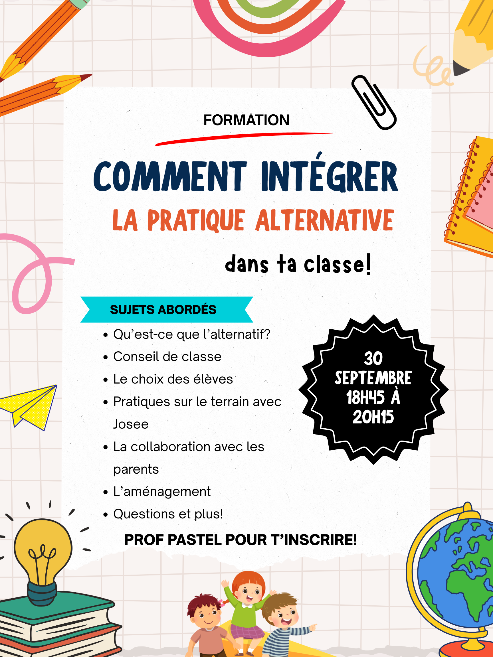 Formation « comment intégrer l’alternatif dans ta classe »